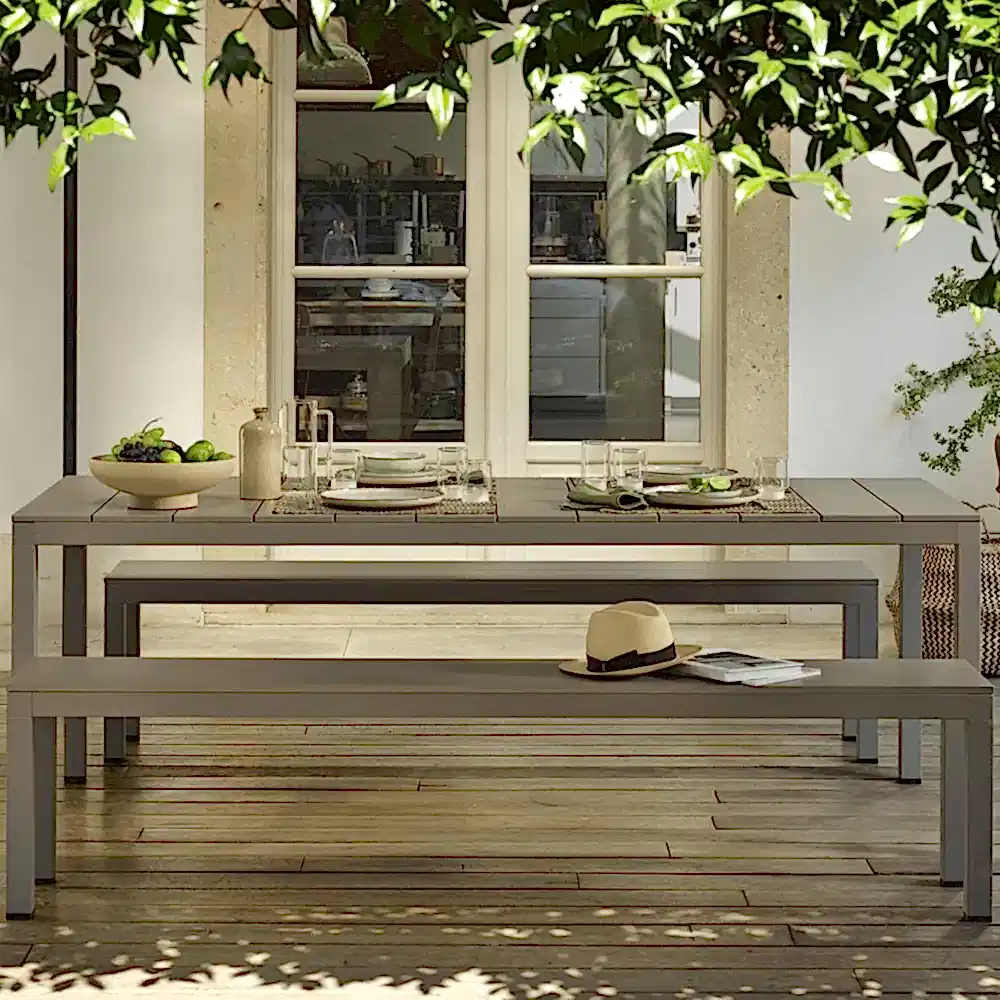 Set de Mesa + Bancas para comedor Rio 210 Aluminio - Nardi Italia - bCasual - 4905010000