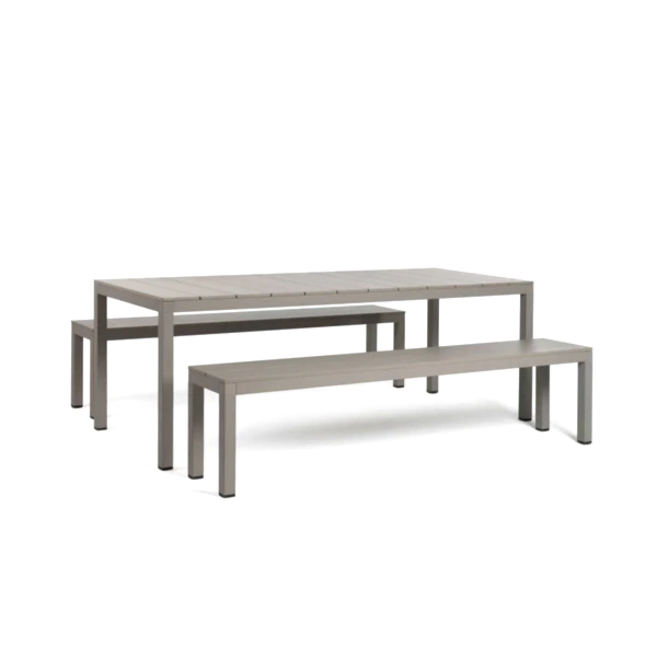 Set de Mesa + Bancas para comedor Rio 210 Aluminio - Nardi Italia - bCasual - 4905010000